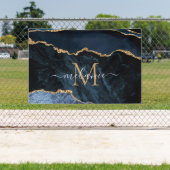 Banderoles Agate Marine Blue Gold Gemstone Marble Nom du mono (Insitu)