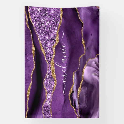 Banderoles Agate Violet violet or Parties scintillant Géode N (Verticale)