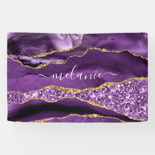 Banderoles Agate Violet violet or Parties scintillant Géode N