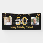 Banderoles ÂGE D'Anniversaire À LA PERFECTION Black Gold Star (Horizontal)