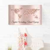 Banderoles Agence de Voyage mariage Carte du monde Globe Rose (En situation)