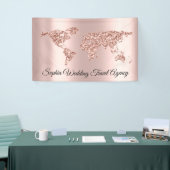 Banderoles Agence de Voyage mariage Carte du monde Globe Rose (Salon professionnel)