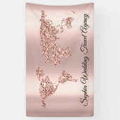 Banderoles Agence de Voyage mariage Carte du monde Globe Rose (Vertical)