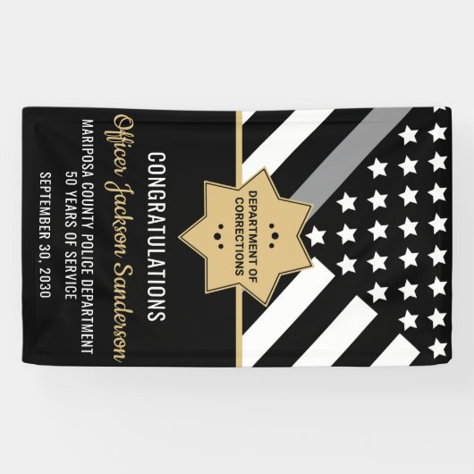 Banderoles Agent correctionnel Retraite Silver Line Bienvenue (Horizontal)