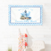 Banderoles Ahoy C'est un Baby shower phare nautique (En situation)