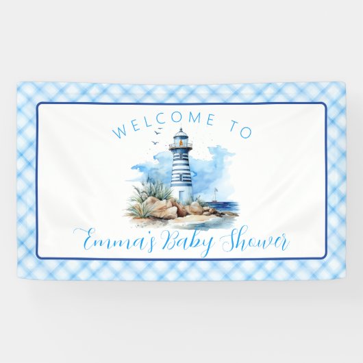 Banderoles Ahoy C'est un Baby shower phare nautique (Horizontal)