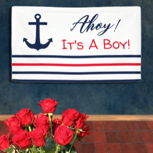 Banderoles Ahoy C'est un garçon ! Baby shower nautique