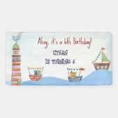 Banderoles Ahoy Nautical kids aquarelle anniversaire (Horizontal)