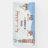 Banderoles Ahoy Nautical kids aquarelle anniversaire (Verticale)