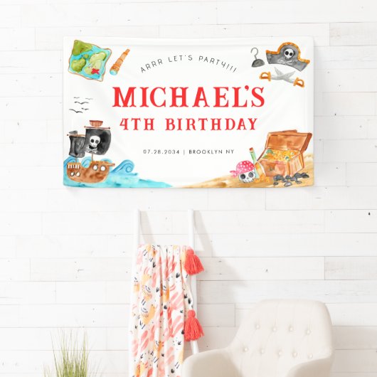 Banderoles Ahoy Shipmates Treast Hunt Ship Pirate Anniversair (En situation)