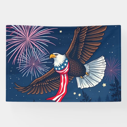 Banderoles Aigle à bald volant avec les États-Unis Écharpe à  (Horizontal)