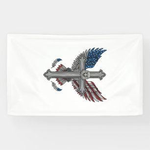 Banderoles Aigle Patriotique Croix Gravure Vintage Vecteur Dé
