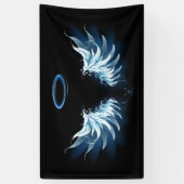 Banderoles Ailes d'angle brillant bleu sur arrière - plan noi (Vertical)