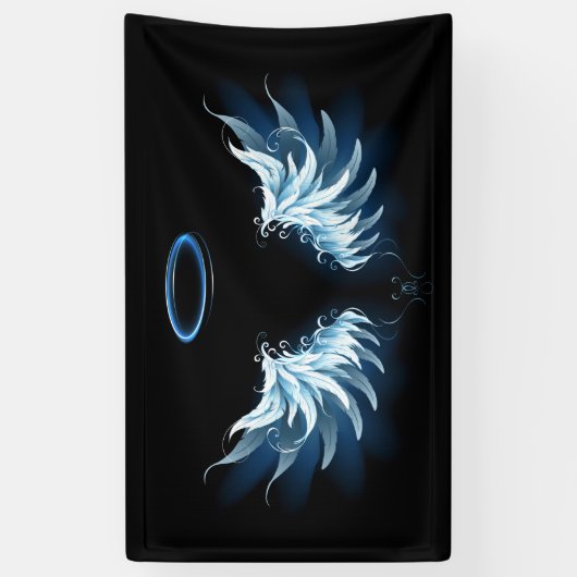 Banderoles Ailes d'angle brillant bleu sur arrière - plan noi (Vertical)