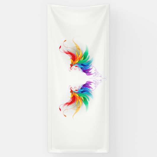 Banderoles Ailes fluffy arc-en-ciel (Vertical)