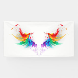 Banderoles Ailes fluffy arc-en-ciel