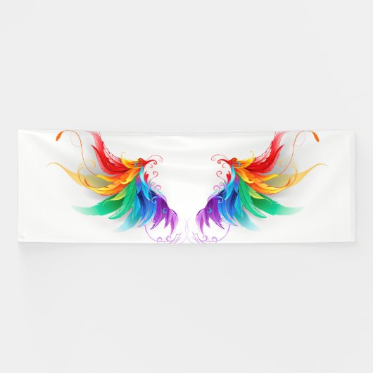 Banderoles Ailes fluffy arc-en-ciel (Horizontal)