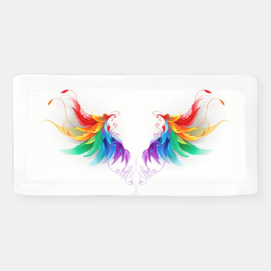 Banderoles Ailes fluffy arc-en-ciel (Horizontal)