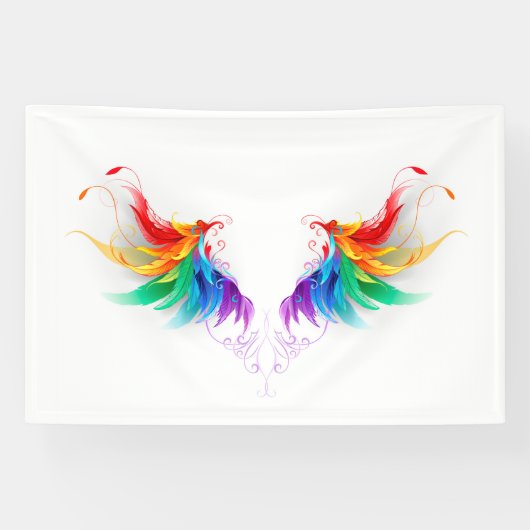 Banderoles Ailes fluffy arc-en-ciel (Horizontal)