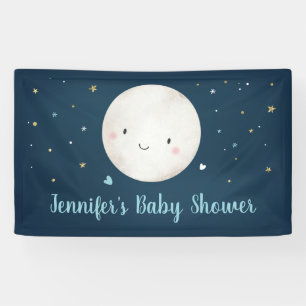 Banderoles Aimez-Vous Au Baby shower D'Or Lune Bleu