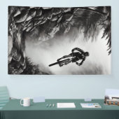 Banderoles Air - Vélo de montagne - Croquis numérique crayon (Salon professionnel)