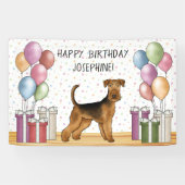 Banderoles Airedale Terrier Cute Dog Pastel Joyeux Anniversai (Horizontal)