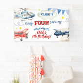 Banderoles Airplane Boy 4th Birthday Large Banner (En situation)