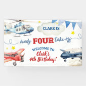 Banderoles Airplane Boy 4th Birthday Large Banner (Horizontal)