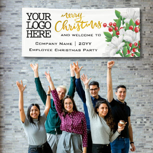 Banderoles Ajouter le logo aquarelle florale   Joyeux Noël d'