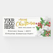 Banderoles Ajouter le logo aquarelle florale | Joyeux Noël d' (Horizontal)