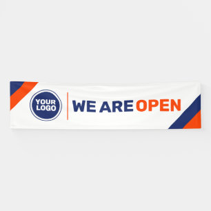Banderoles ajouter le logo modèle nous sommes ouverts bannièr