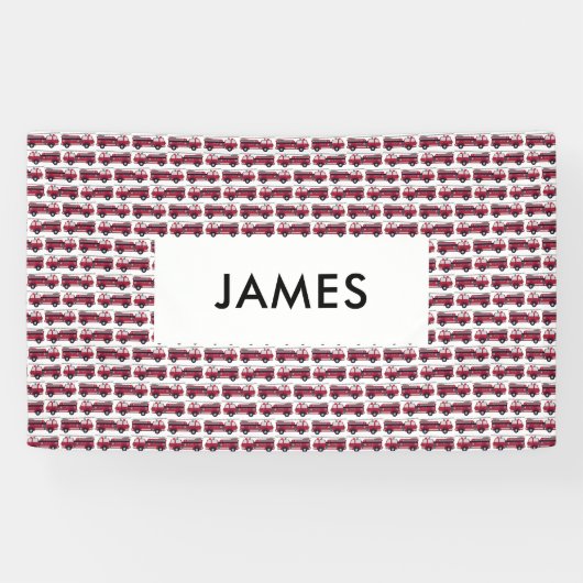 Banderoles Ajouter votre nom Red Fire truck Personnalisé (Horizontal)