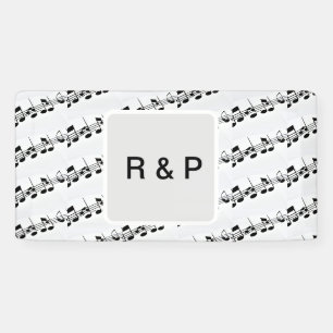 Banderoles Ajoutez votre nom couple notes de musique rythme m