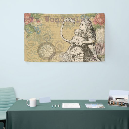 Banderoles Alice au pays des merveilles Flamant rose classiqu (Salon professionnel)