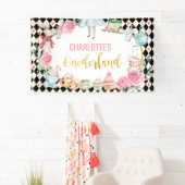 Banderoles Alice dans l'Onederland Anniversaire rose noire fo (En situation)