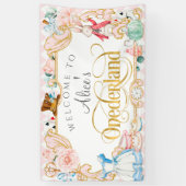 Banderoles Alice's Onederland fille 1er anniversaire en toile (Vertical)
