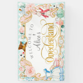 Banderoles Alice's Onederland fille premier anniversaire toil (Vertical)