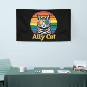 Banderoles Ally Cat LGBT Rainbow Flag LGBTQ Cadeau (Salon professionnel)