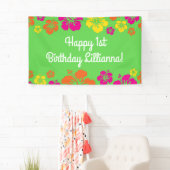 Banderoles Aloha Cute Hawaiian 1er Anniversaire Thème de fête (En situation)