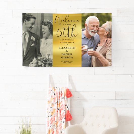 Banderoles Alors Et Maintenant 2 Photo 50e Anniversaire Bienv (En situation)