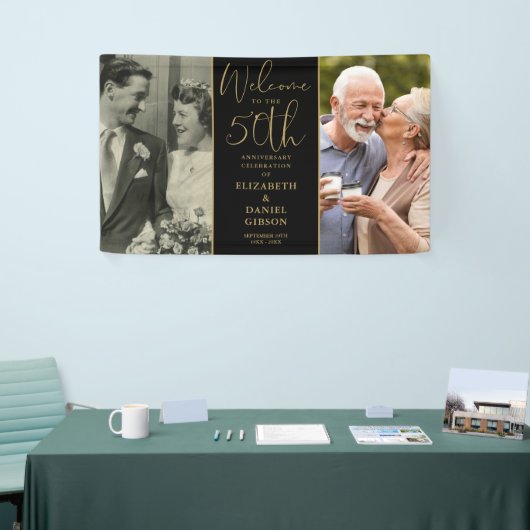 Banderoles Alors Et Maintenant 2 Photo 50e Anniversaire Bienv (Salon professionnel)