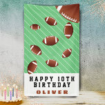 Banderoles American Football Balls Fun Kids Birthday Party<br><div class="desc">American Football Balls Fun Kids Birthday Party Banner. Fun and modern party banner with footballl balls in different sizes and green background with stripes. Personalize the banner with your name and make a great birthday party banner for a football fan.</div>