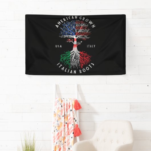 Banderoles American Grown Italian Roots Italy Flag National (En situation)