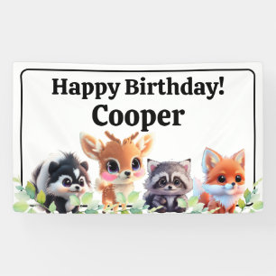 Banderoles Amis de la forêt renard skunk raccoon anniversaire