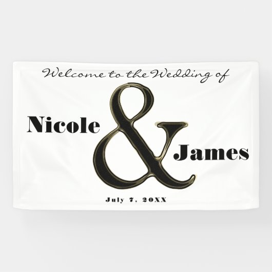 Banderoles Ampersand noir & blanc Chic Mariage personnalisé (Horizontal)