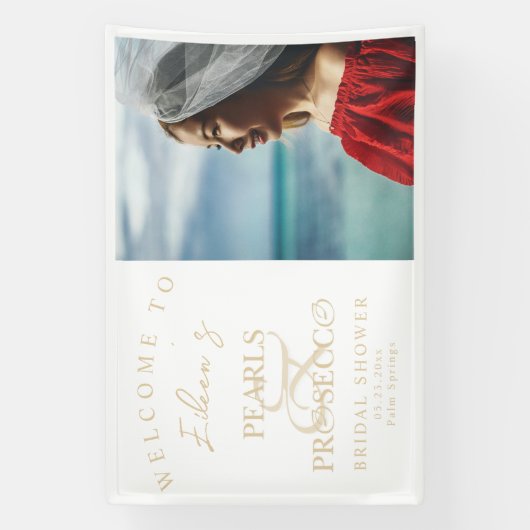 Banderoles Ampersand Perles blanches et prosecco pour l'enter (Verticale)