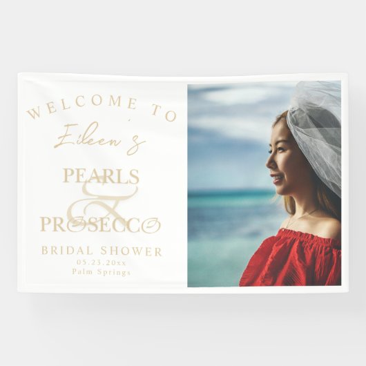 Banderoles Ampersand Perles Blanches & Prosecco Réception de (Horizontal)