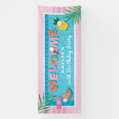 Banderoles Amusants Piscine rose Tropical Accueil pour Annive (Verticale)