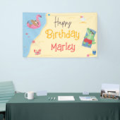 Banderoles Amusement au Sun Beach Animaux Joyeux Anniversaire (Salon professionnel)