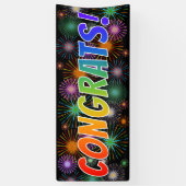 Banderoles Amusement, coloré, arc-en-ciel "CONGRATS !" + Feux (Vertical)